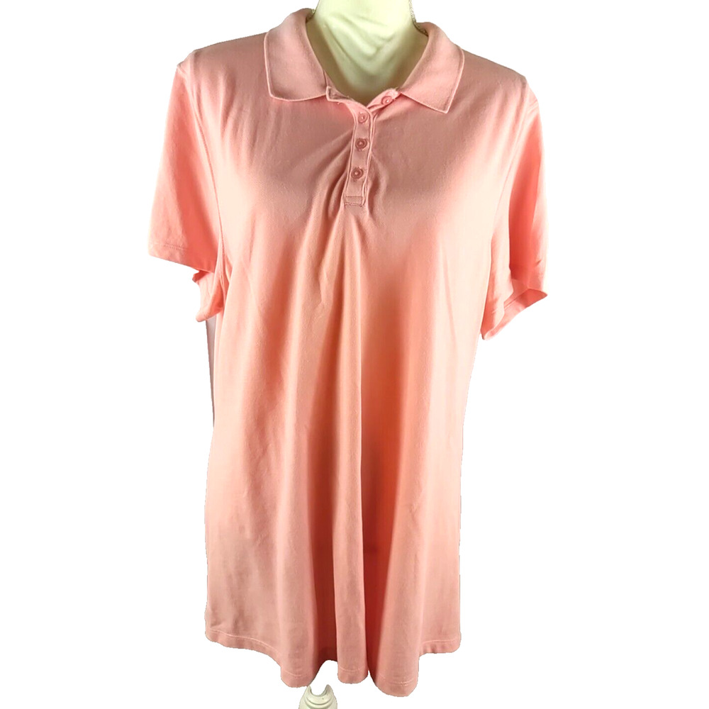 Laura Scott Women's Polo Shirt Peach Color Size X Large Short Sleeve